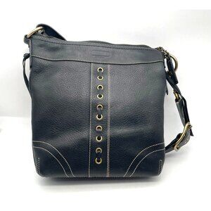 Black Coach Pebble Leather Crossbody Shoulder Bag 10399